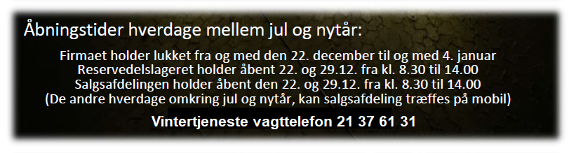 jule-nytårshilsen 2025 - åbningstider vagt