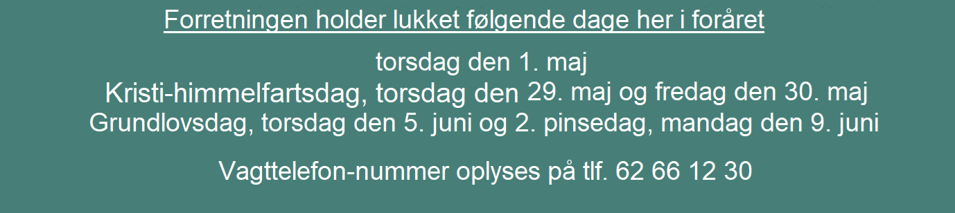 lukkedage forår 2025